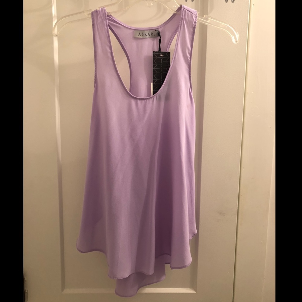 NWT! Askari Racerback 100% Silk Tank - Lilac XS